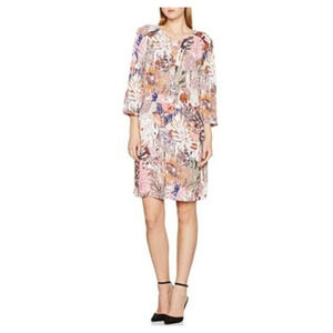 COSTER COPENHAGEN Resortwear Size 34 XS Tropical Print Dress Pockets 3/4 Sleeve